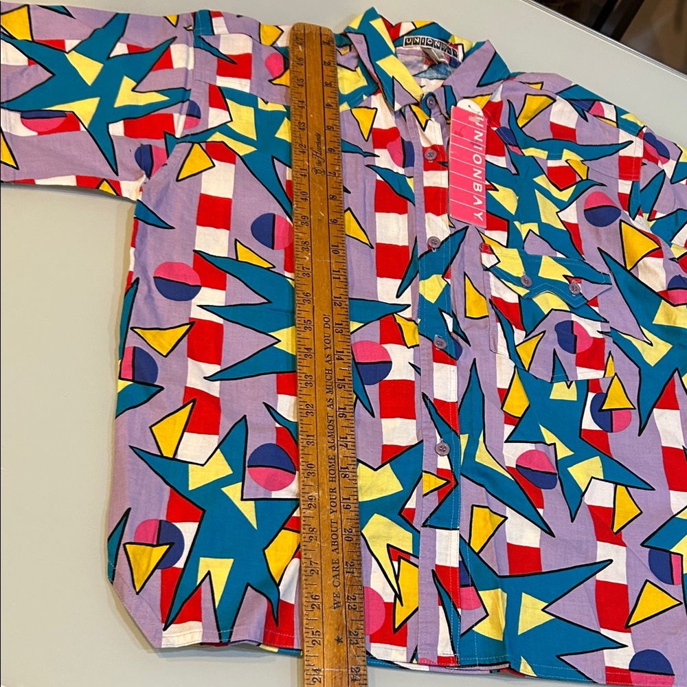 NWT Vintage Union Bay  Shirt with post modern geometric colors pop design - Picture 7 of 10